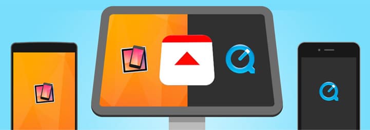 Android, desktop, and iOS devices on a blue background with the Fulcrum logo in the middle