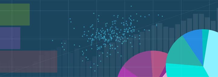 Navy blue background with graphs and charts overlaid