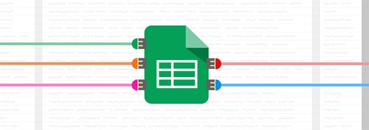 Google Sheets icon with graphic extension chords attaching from both sides